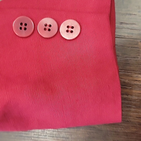 VINTAGE 90S Linen Double Breasted Boss Lady Red Long Line Blazer Small - Picture 4 of 13